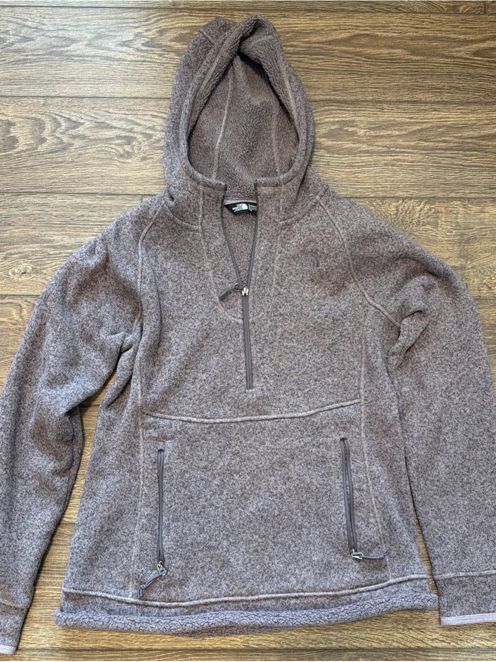 The North Face Women's Brown Hooded Half-Zip Fleece Pullover